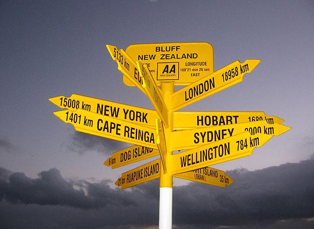 Útjelző tábla, Új Zéland, Forrás telegraph bp-signs_449595n1