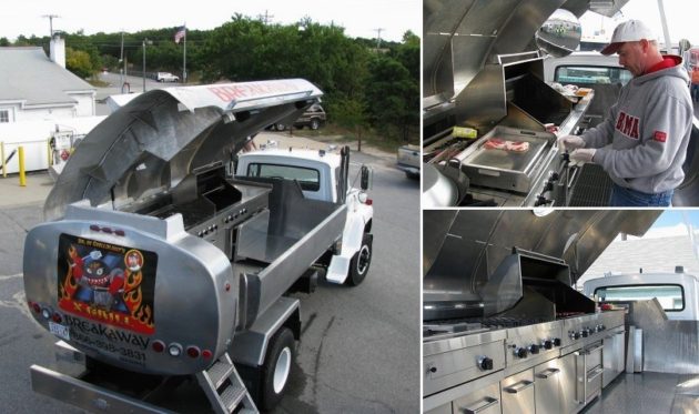 Tartálykocsiból átalakított guruló BBQ és grillsütő (USA)