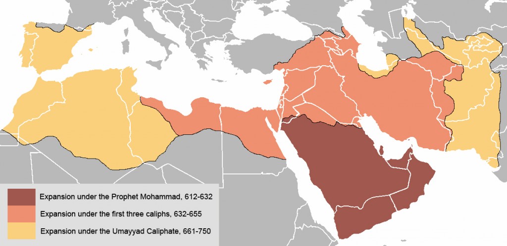 Omajjád Birodalom, iszlám hódítások, Forrás: historyofscience.com