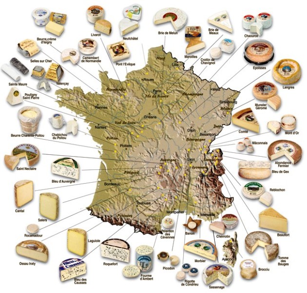 Franciaország sajttérképe