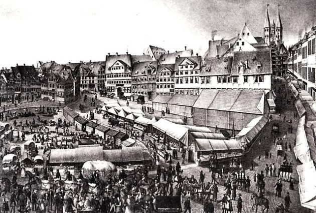 A braunschweigi vásár (Braunschweiger Messe) 1840 körül - Káposztapiac (Kohlmarkt)