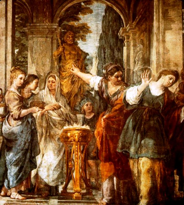 Szent Bibiana megtagadja a pogány bálvány imádását, Pietro da Cortona, 1626