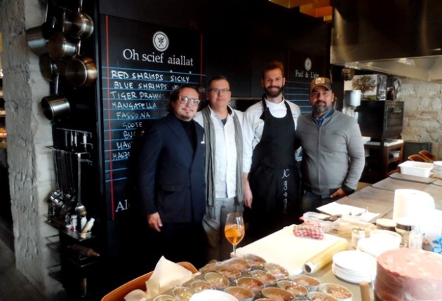 A képen balról: Bruno Pessot (Jolanda de Colo), Csíki Sándor (Food&Wine), Giuliano Lorenzon (Jolanda de Colo) és Gianni Annoni (Pomo d'Oro)
