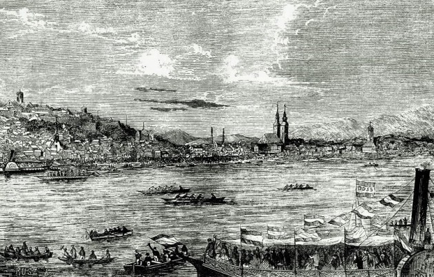 Csónakverseny Pesten, 1864