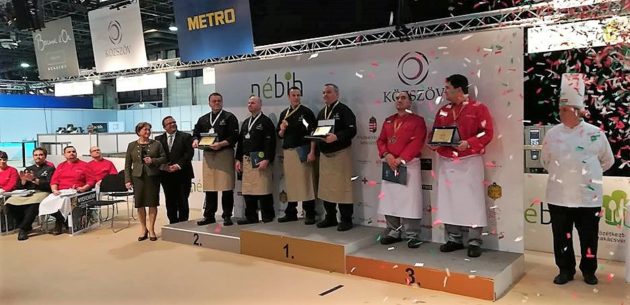 A Közétkeztetési Szakácsverseny győztesei (2018, SIRHA, Budapest)