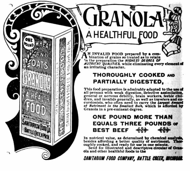 A Kellogg's Granola hirdetése 1893-ból